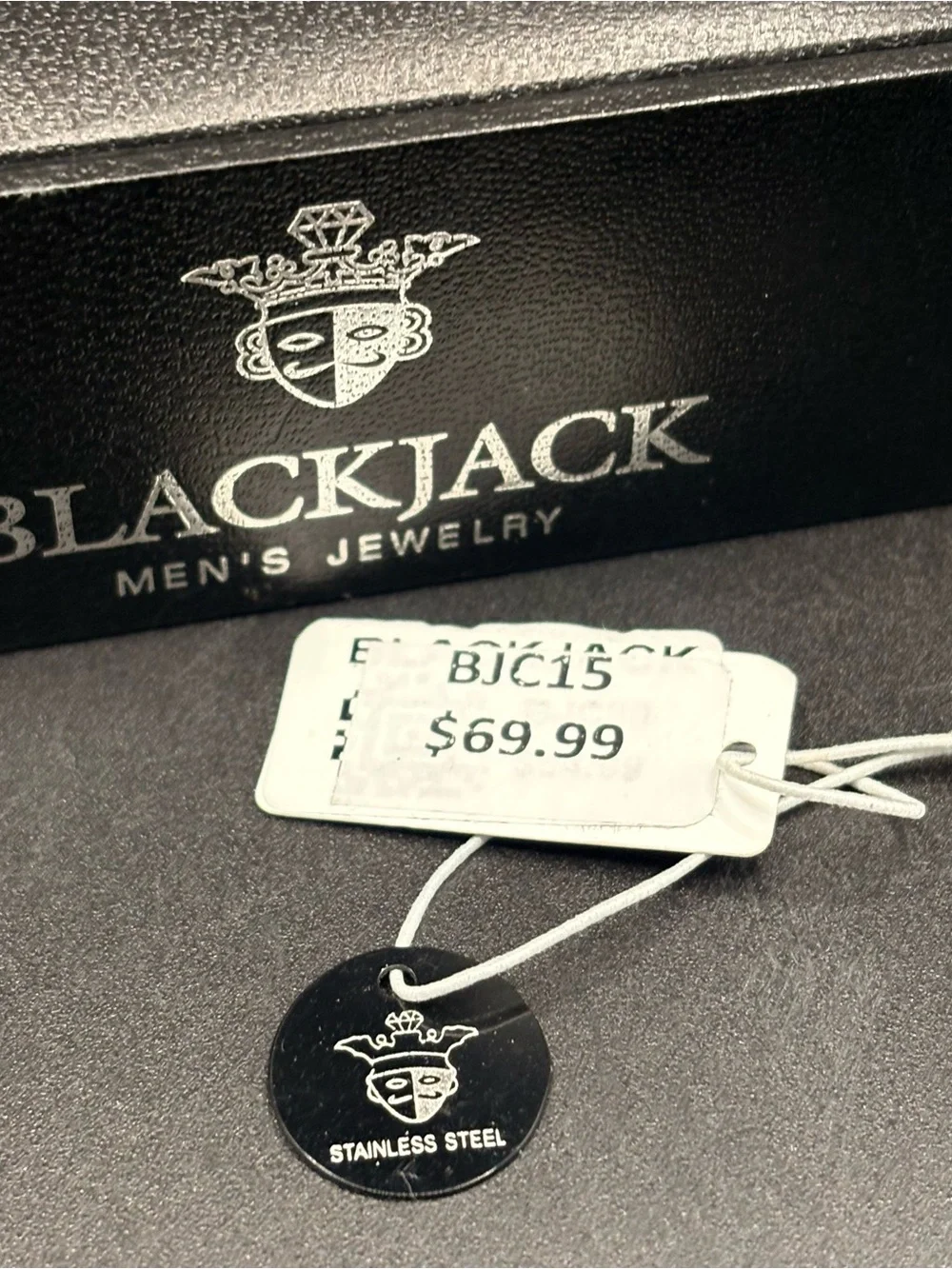BlackJack Silver Button Men's Cufflinks New With Box